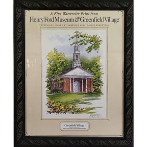 Signed Henry Ford Museum & Greenfield Village Watercolor Print By Gary Robertson